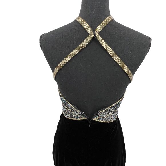 Vintage‎ Sterling Stone Ferris Black Beaded Sequined Velvet Maxi Dress Sz 6 - Picture 8 of 8